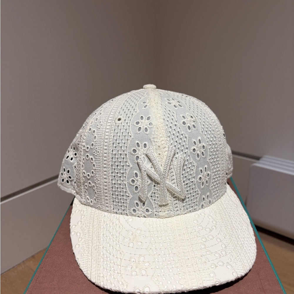 Kith Cream and Navy Eyelet Lace Baseball Cap